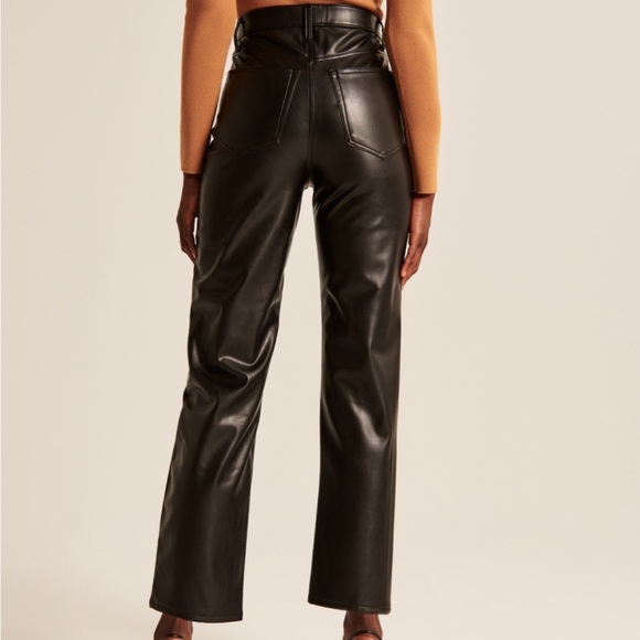 Abercrombie & Fitch Vegan Leather Ankle Straight Pants - Picture 3 of 9